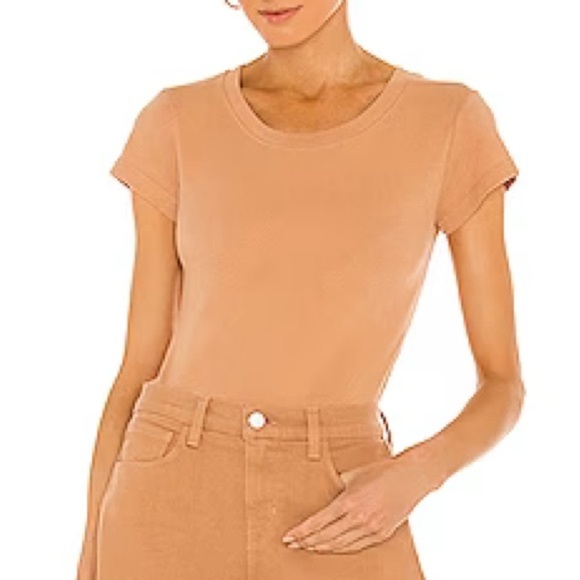 L'Agence Cory Scoop Neck Tee Dark Camel women size small short sleeve shirt - Picture 7 of 7